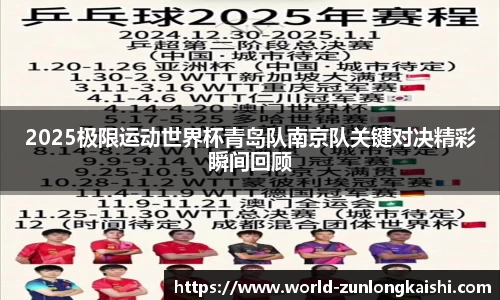 2025极限运动世界杯青岛队南京队关键对决精彩瞬间回顾